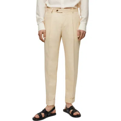 Mango Slim Fit Linen & Cotton Pants In Neutral