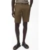 Mango Slim Fit Flat Front Linen Bermuda Chino Shorts In Brown
