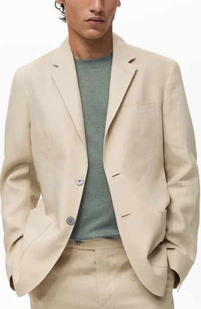Mango Slim Fit Linen Blazer In Green
