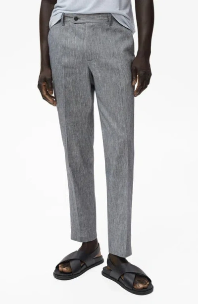 MANGO MANGO SLIM FIT LINEN BLEND DRESS PANTS