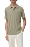 Mango Slim Fit Linen Blend Jersey Polo In Green