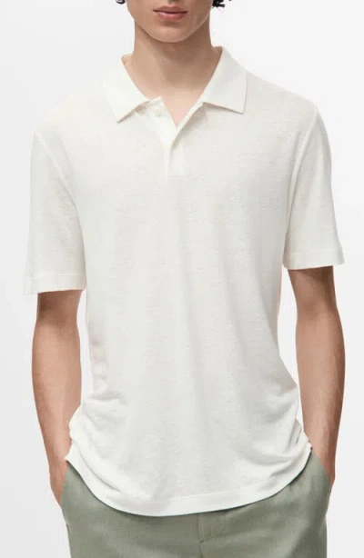 MANGO MANGO SLIM FIT LINEN BLEND JERSEY POLO