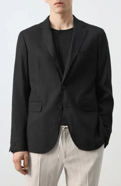 Mango Amalfi Slim-fit Linen-blend Suit Jacket In Black