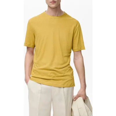 Mango Slim Fit Linen Blend T-shirt In Curry