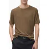 Mango Structured Cotton Knit T-shirt Medium Brown In Marron Moyen