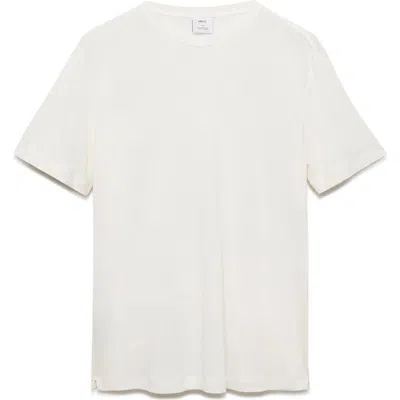Mango Slim Fit Linen Blend T-shirt In White