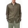 Mango Slim Fit Linen Button-up Shirt In Green