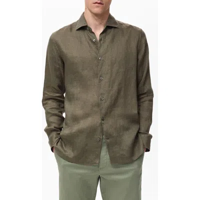MANGO MANGO SLIM FIT LINEN BUTTON-UP SHIRT