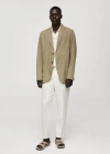 Mango Veste Slim Fit Lin Coton In Kaki