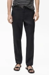 Mango Slim Fit Linen Pants In Black