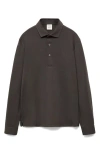 Mango Slim Fit Long Sleeve Wool Blend Polo In Brown