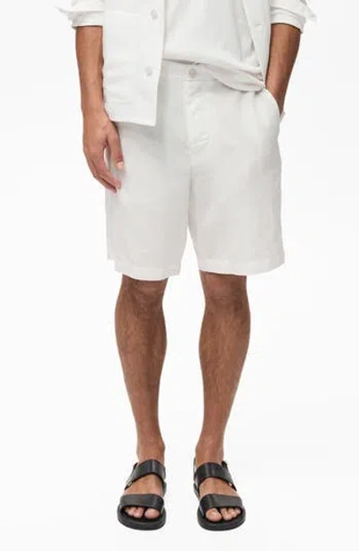 Mango Slim Fit Lyocell & Linen Bermuda Shorts In Off White