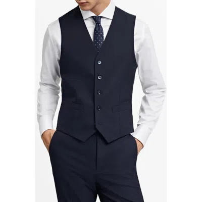 Mango Slim Fit Navy Stretch Vest In Dark Navy
