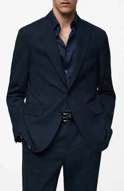 Mango Slim Fit Navy Wool Sport Coat In Dark Navy