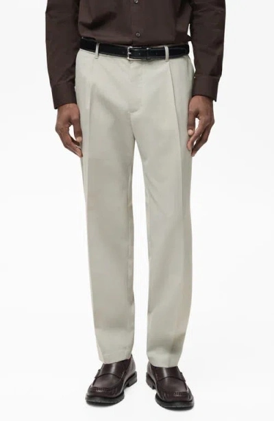 Mango Slim Fit Pants In Ice Gray