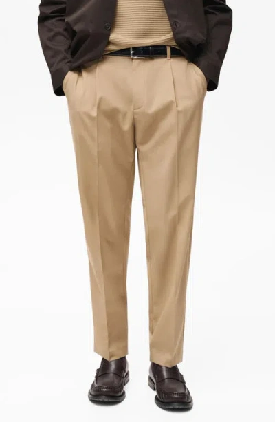 Mango Slim Fit Pants In Medium Brown