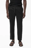 Mango Slim Fit Pants With Drawstring Waist In Black