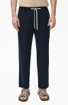 Mango Slim Fit Pants With Drawstring Waist In Black