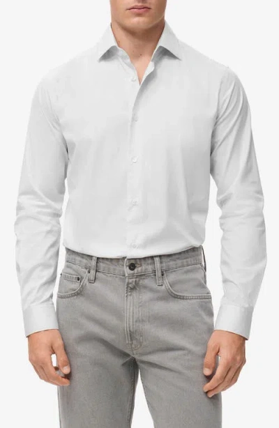 Mango Slim Fit Pinstripe Cotton Button-up Shirt In Gray