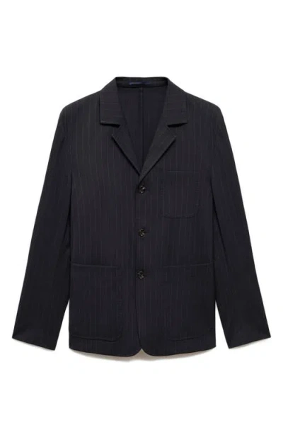 Mango Slim Fit Pinstripe Sport Coat In Dark Navy