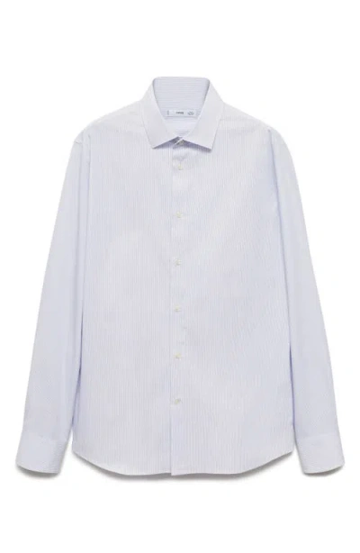 Mango Slim Fit Pinstripe Stretch Cotton Button-up Shirt In White