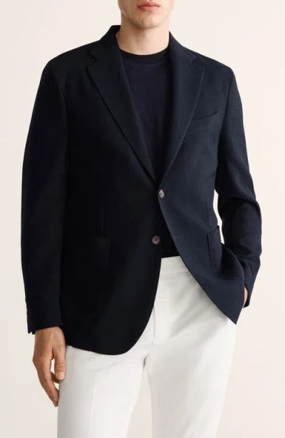 Mango Slim Fit Plaid Wool Blend Blazer In Black