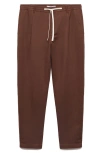 Mango Slim Fit Pleated Crop Linen & Cotton Drawstring Pants