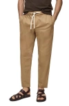 Mango Slim Fit Pants With Drawstring Waist In Brown