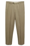 Mango Slim Fit Pleated Suit Pants In Khaki Green