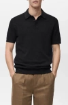 Mango Slim Fit Polo In Black