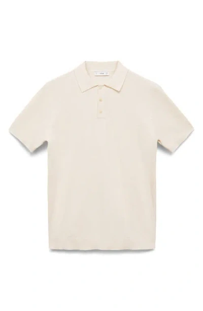 Mango Slim Fit Polo In Ivory White