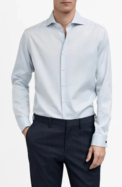 Mango Slim Fit Poplin Button-up Shirt In Sky Blue