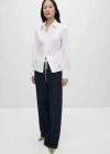 Mango Essential Stretch Poplin Button-up Shirt In White