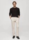 Mango Pantalon Chino Slim Fit Serge In Écru