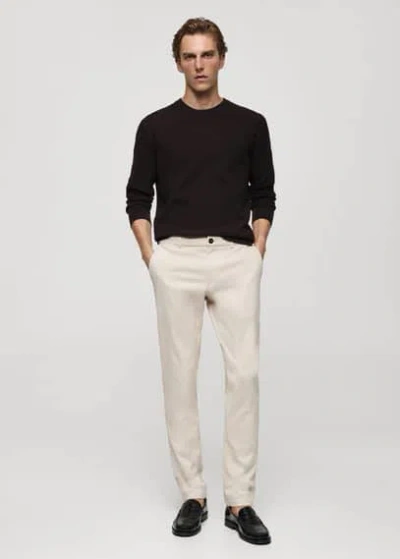 Mango Pantalon Chino Slim Fit Serge In Écru