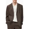 Mango Slim Fit Slub Lyocell & Linen Suit Jacket In Brown