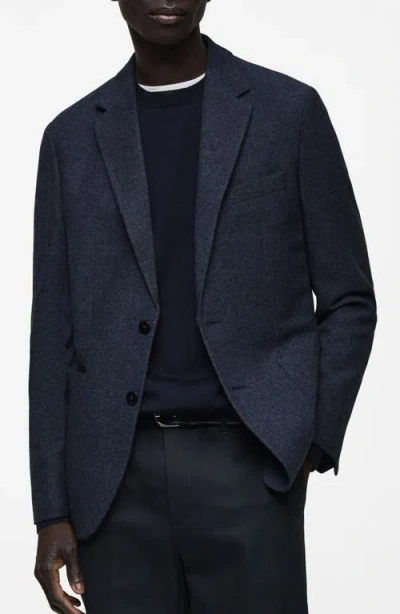 Mango Slim Fit Solid Wool Blend Flannel Sport Coat In Blue