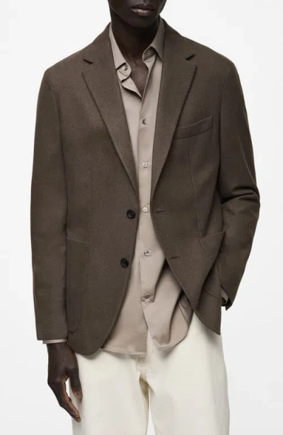 Mango Slim Fit Solid Wool Blend Flannel Sport Coat In Khaki Brown
