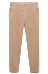 Mango Slim Fit Straight Leg Corduroy Pants In Beige