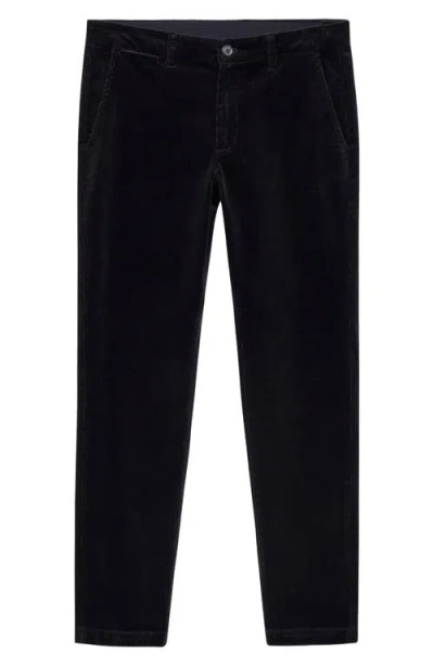 Mango Slim Fit Straight Leg Corduroy Pants In Dark Navy