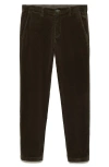 Mango Slim Fit Straight Leg Corduroy Pants In Khaki Green