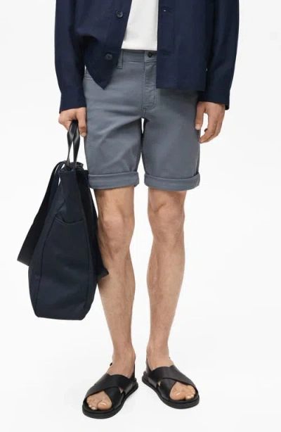 Mango Slim Fit Stretch Cotton Bermuda Chino Shorts In Gray