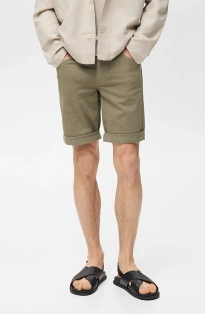 Mango Slim Fit Stretch Cotton Bermuda Chino Shorts In Green