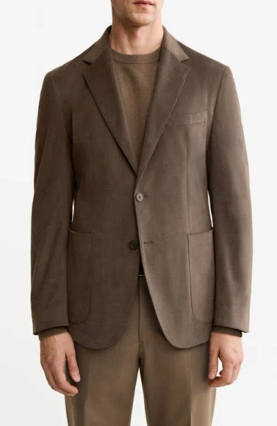 Mango Slim Fit Stretch Cotton Blazer In Brown