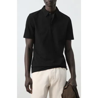 Mango Slim Fit Piqué Polo Black