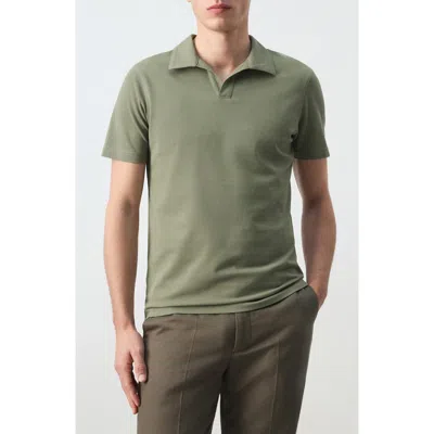 Mango Slim Fit Stretch Cotton Blend Piqué Polo In Green