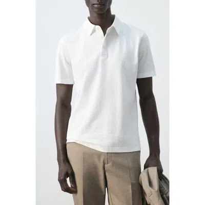 Mango Slim Fit Stretch Cotton Blend Piqué Polo In White