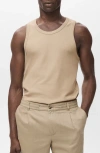 Mango Slim Fit Stretch Cotton Rib Tank In Neutral