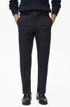 Mango Slim Fit Stretch Cotton Twill Pants In Black