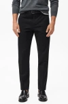 Mango Slim Fit Stretch Cotton Twill Pants In Black